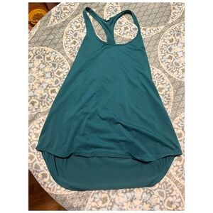 Lululemon Athletica Teal Green Essential Tank Top Racerback High Low Hem Size 8